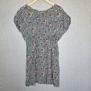 💙 Bombay Paisley Rose Print Soft Cinched T-Shirt Dress Size M/L Pockets Cottage